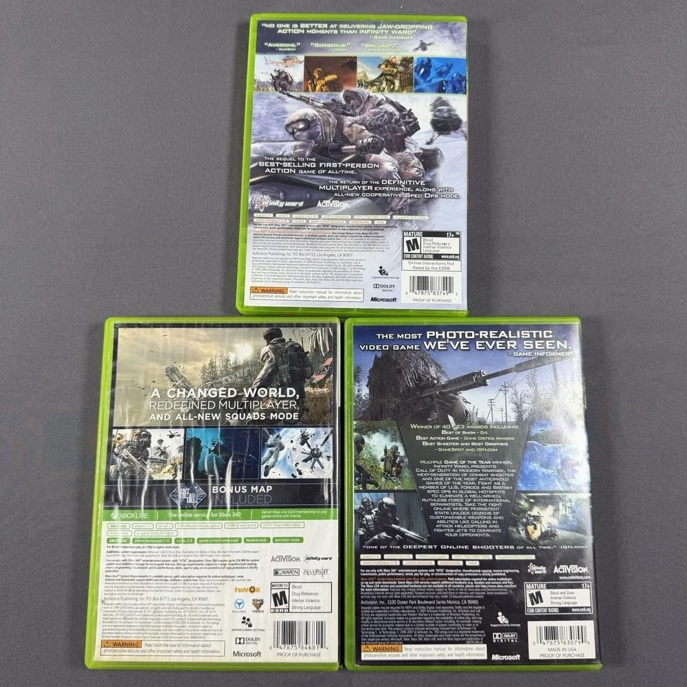 Call of Duty Xbox 360 Lot Of 3 Games Modern Warfare 2 Modern Warfare 4 COD Ghost